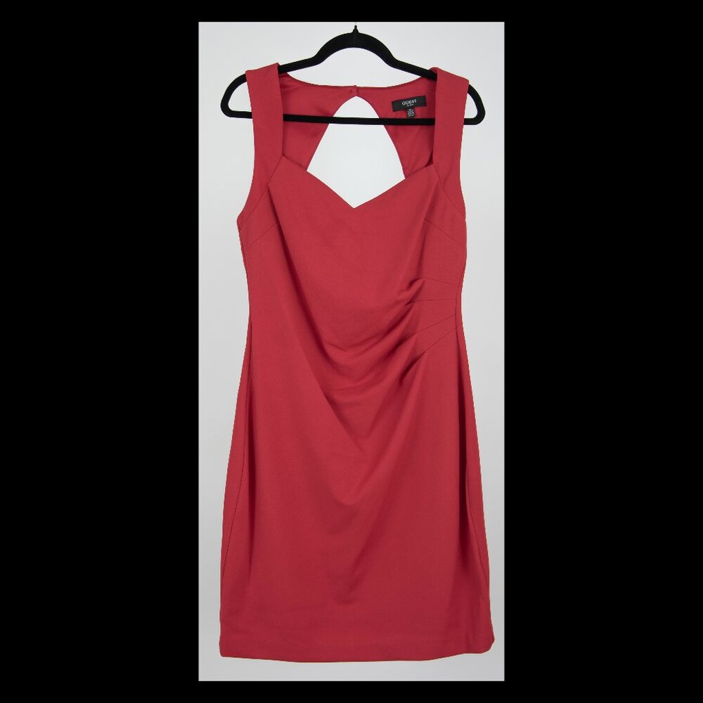 GUESS Red Sleeveless Back Cutout Bodycon Stretch Mini Dress Sz 14 EUC
